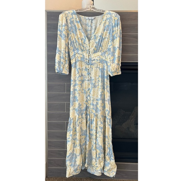 Zara Midi Dress Floral Summer Dress XS - Picture 1 of 7